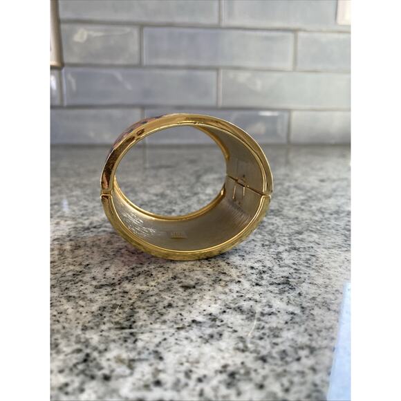 Banana Republic Bracelet Womens Navy Blue Pink Wide Cuff Bangle Fashion Jewelry - Picture 5 of 7